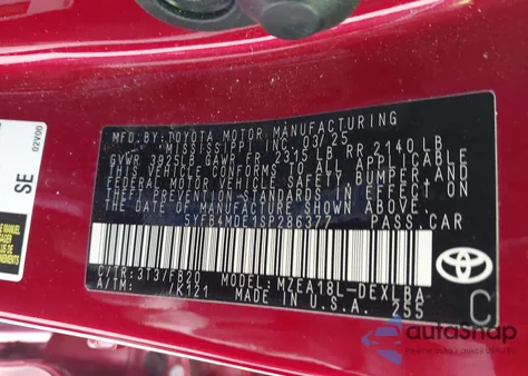 2025 Toyota Corolla Le z USA, uszkodzony, nr VIN 5YFB4MDE1SP286377